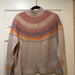 Stone grey, pink, orange, purple / lavender J. Crew sweater